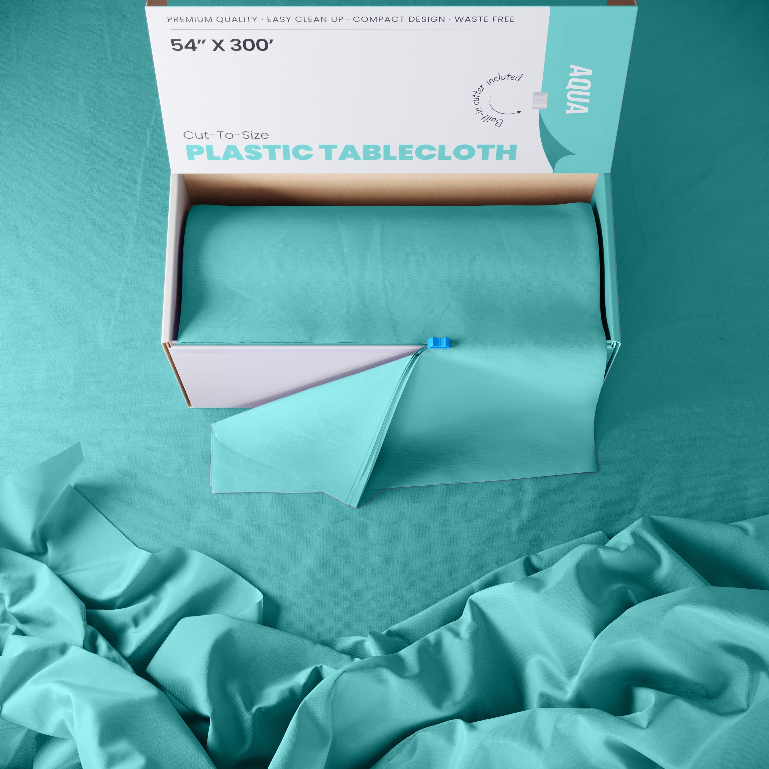 54 in. x 300 Ft. Cut To Size Table Roll | Aqua