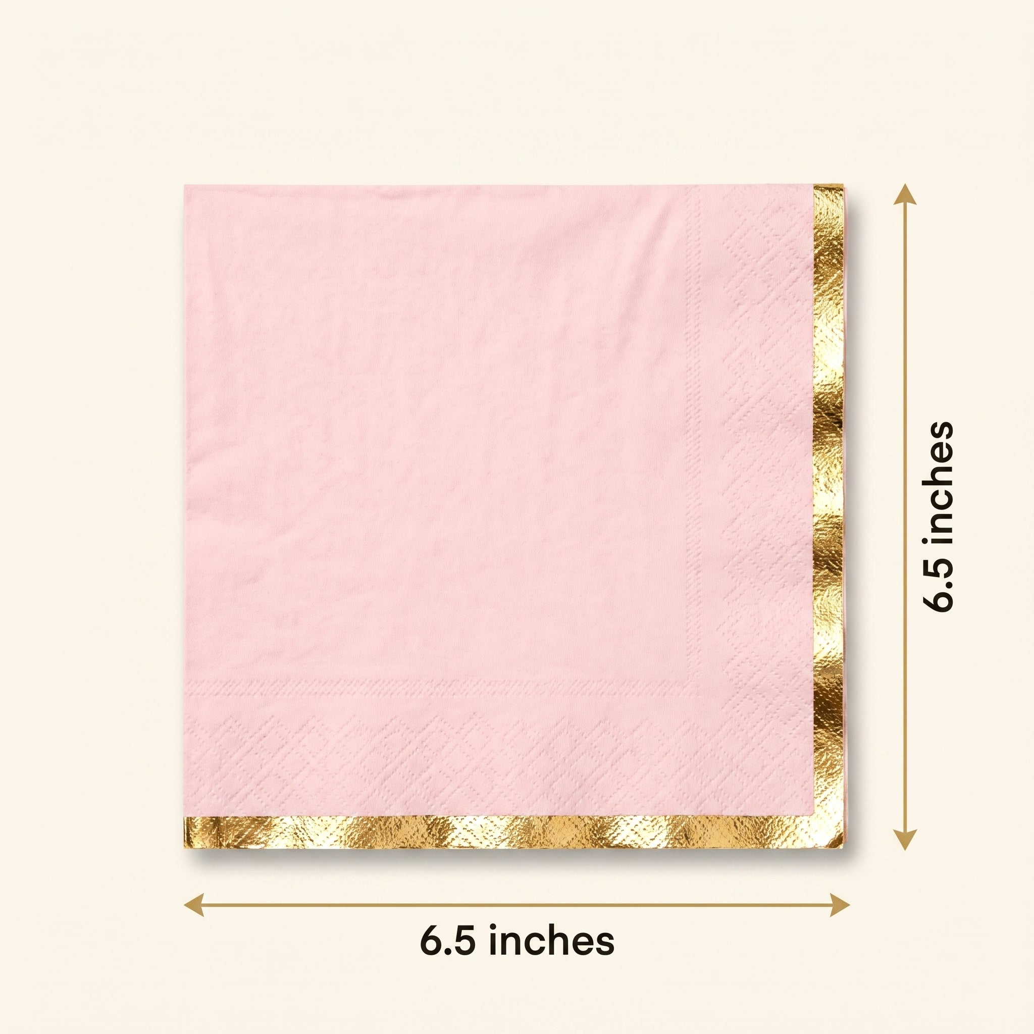 Elegant Pink and Gold Hot Stamped Luncheon Napkins - 6.5 In. x 6.5 In.
