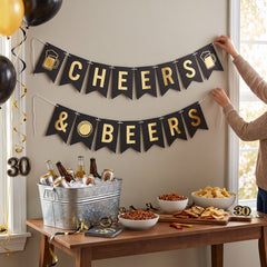 "Cheers & Beers" Birthday Pennant Banner Set