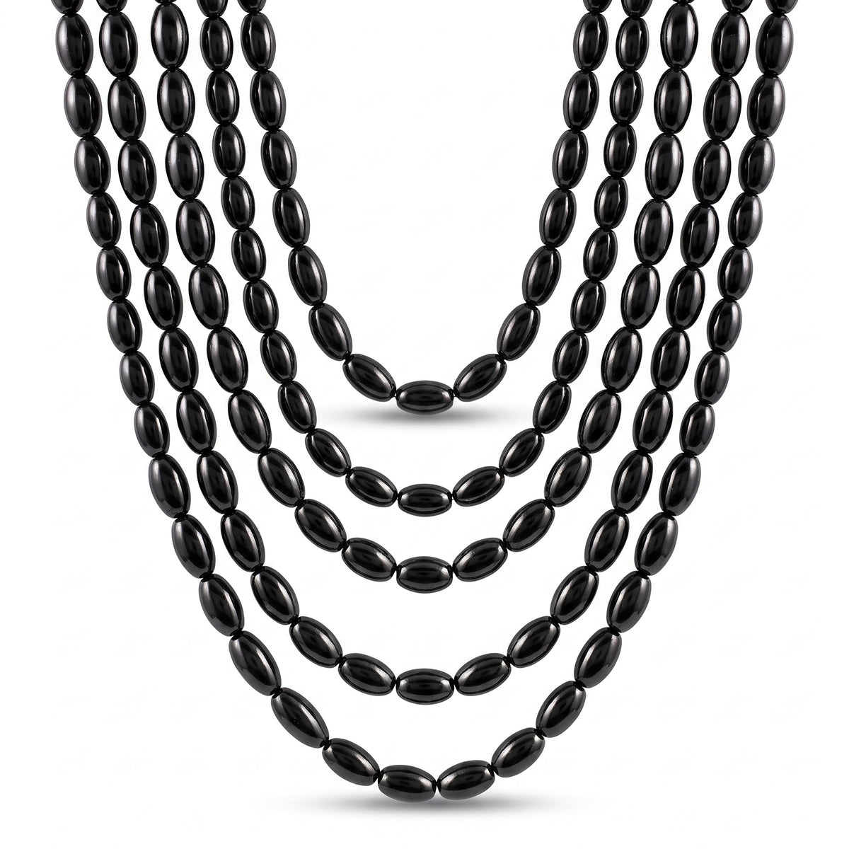 Black Metallic Bead Necklace, 30-Inch, 8-Pack
