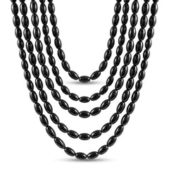 Black Metallic Bead Necklace, 30-Inch, 8-Pack
