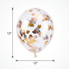 Metallic Heart Confetti Latex Balloons, 12-Inch, 6-Pack