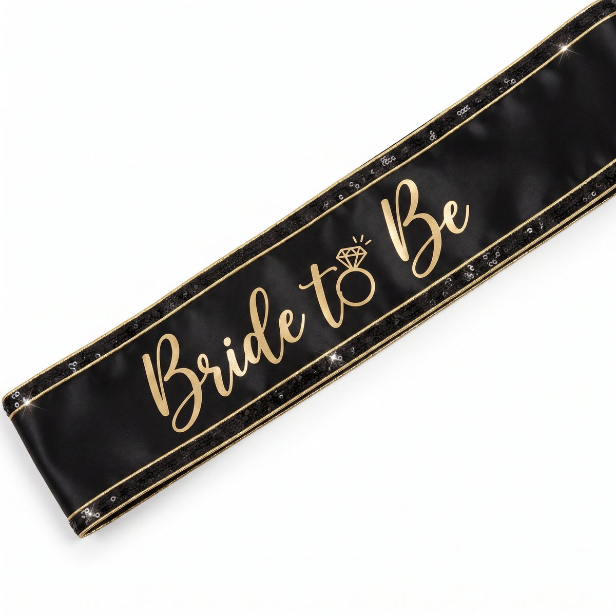 Glamorous "Bride To Be" Sequin Sash in Black and Gold