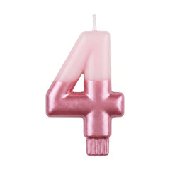 Shimmering Pink Number 4 Birthday Candle