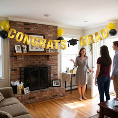 "Congrats Grad" Yellow Letter Banner Decoration for Graduation