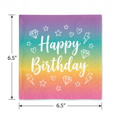 Sparkle "Happy Birthday" Lunch Napkins, Multi-Colored, 6.5-Inch, 16-Pack