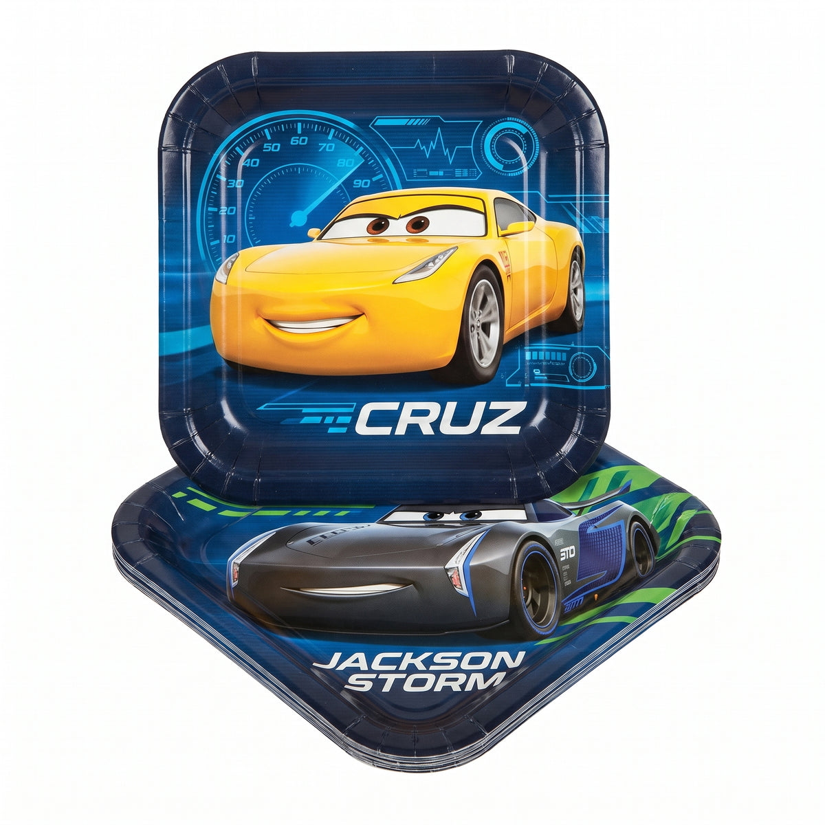 Disney Cars 3 Square Dessert Plates, 7-Inch, 8-Pack