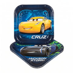 Disney Cars 3 Square Dessert Plates, 7-Inch, 8-Pack