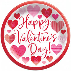 Loving Hearts Valentine's Day Paper Plates - 8.5"