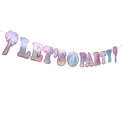 Malibu Barbie Metallic Pastel "Let's Party" Letter Banner