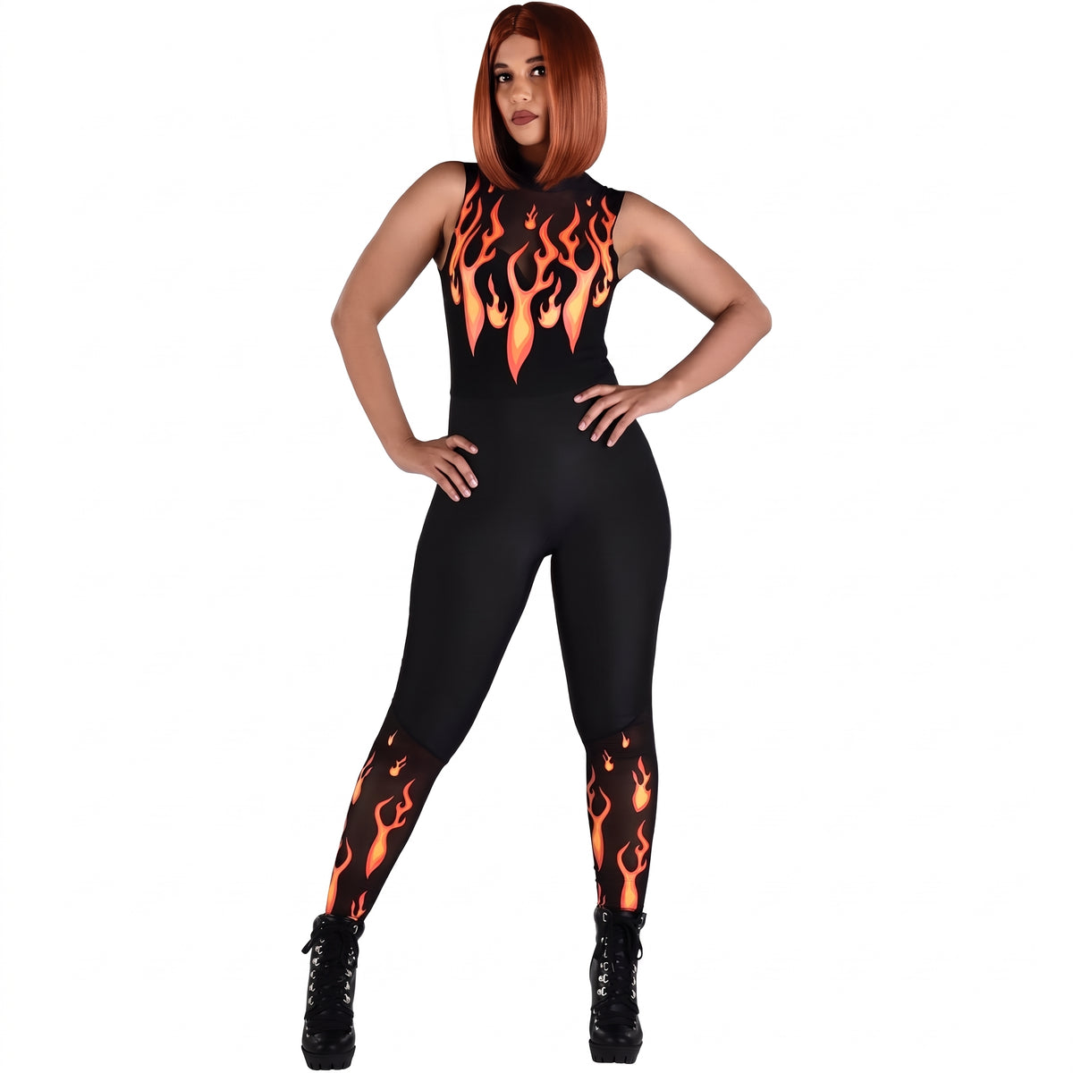 Fiery Devil Flames Catsuit Costume - L/XL