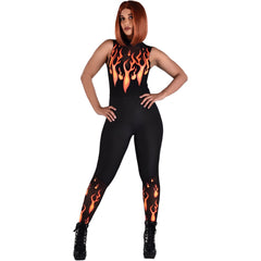 Fiery Devil Flames Catsuit Costume - L/XL