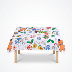 Peppermint Wonderland Christmas Coloring Table Cover