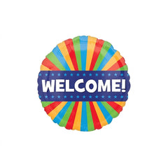 "Welcome" Rainbow Foil Balloon - 18" Metallic Mylar