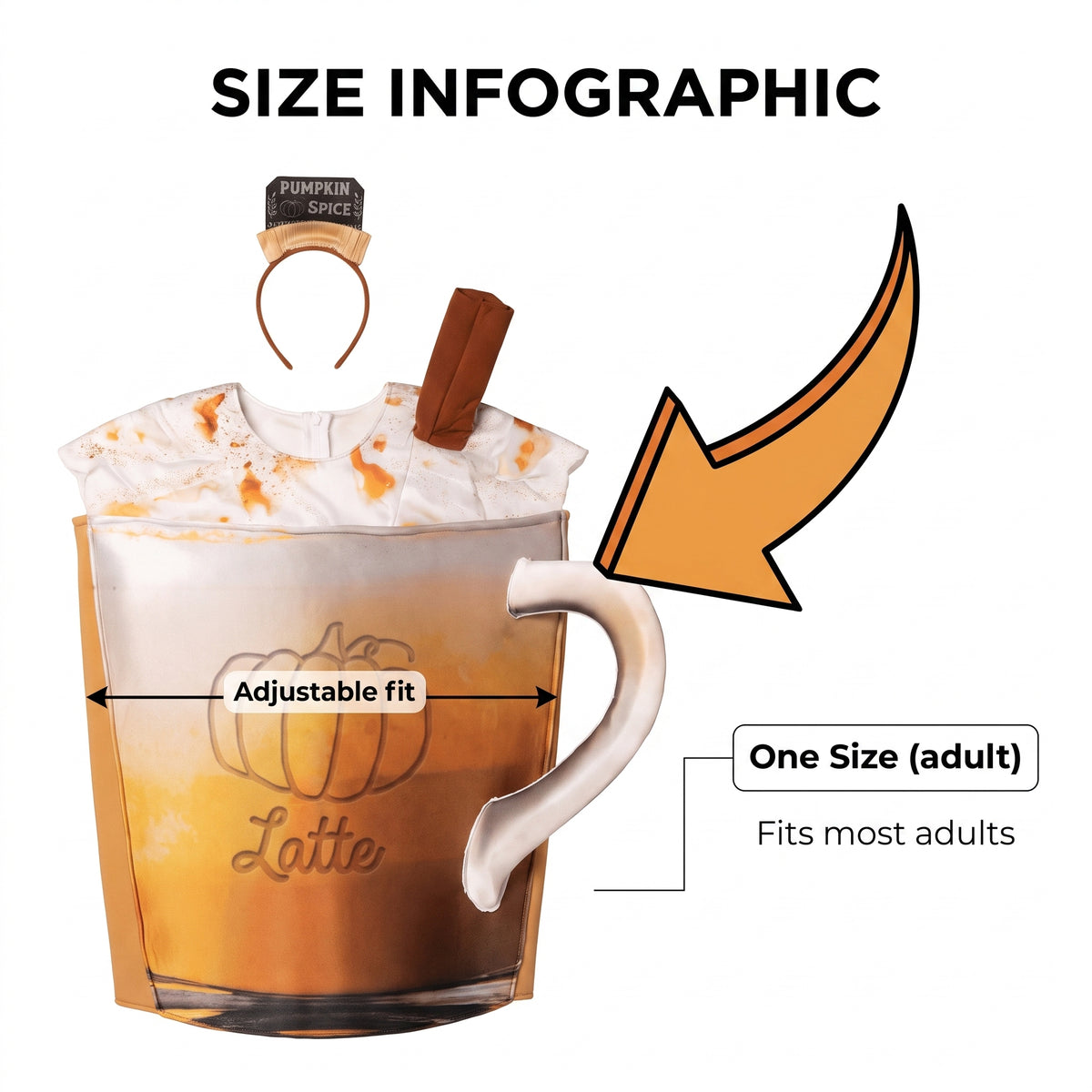 Men's Pumpkin Spice Latte Costume - Halloween Humor - Adult One Size