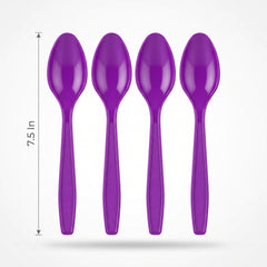 Vibrant Purple Plastic Spoons - Pack of 50 - 7.5 in.