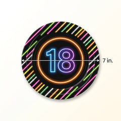 Neon Light 18th Birthday Paper Plates - 7" Round