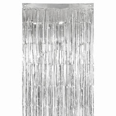 Shimmering Silver Metallic Curtain - 3' x 8'