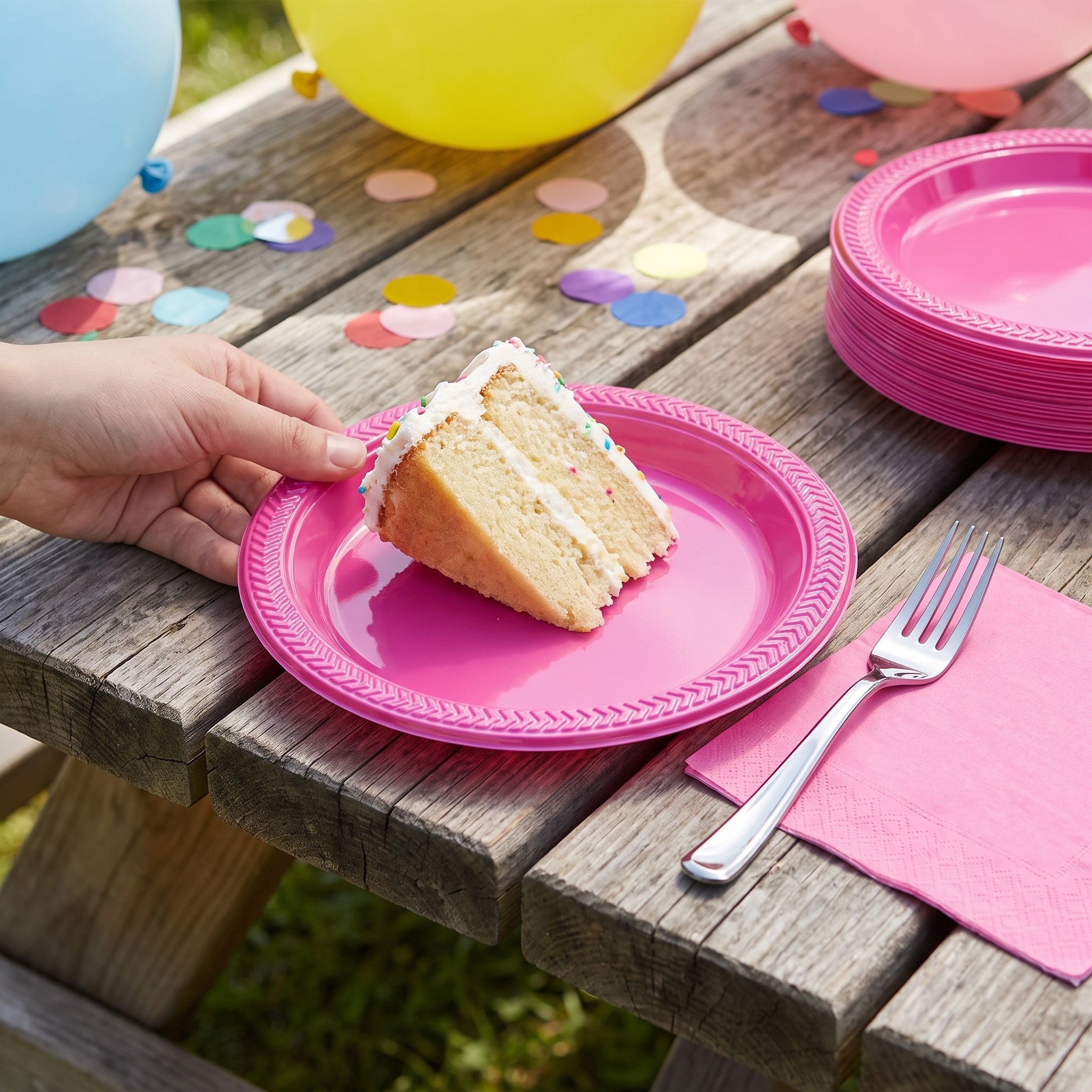 Bright Pink Plastic Dessert Plates - 7 In. | 20 Count
