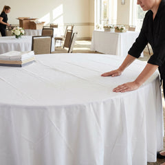Frosty White Flannel Backed 84-Inch Round Table Cover - 84 in.