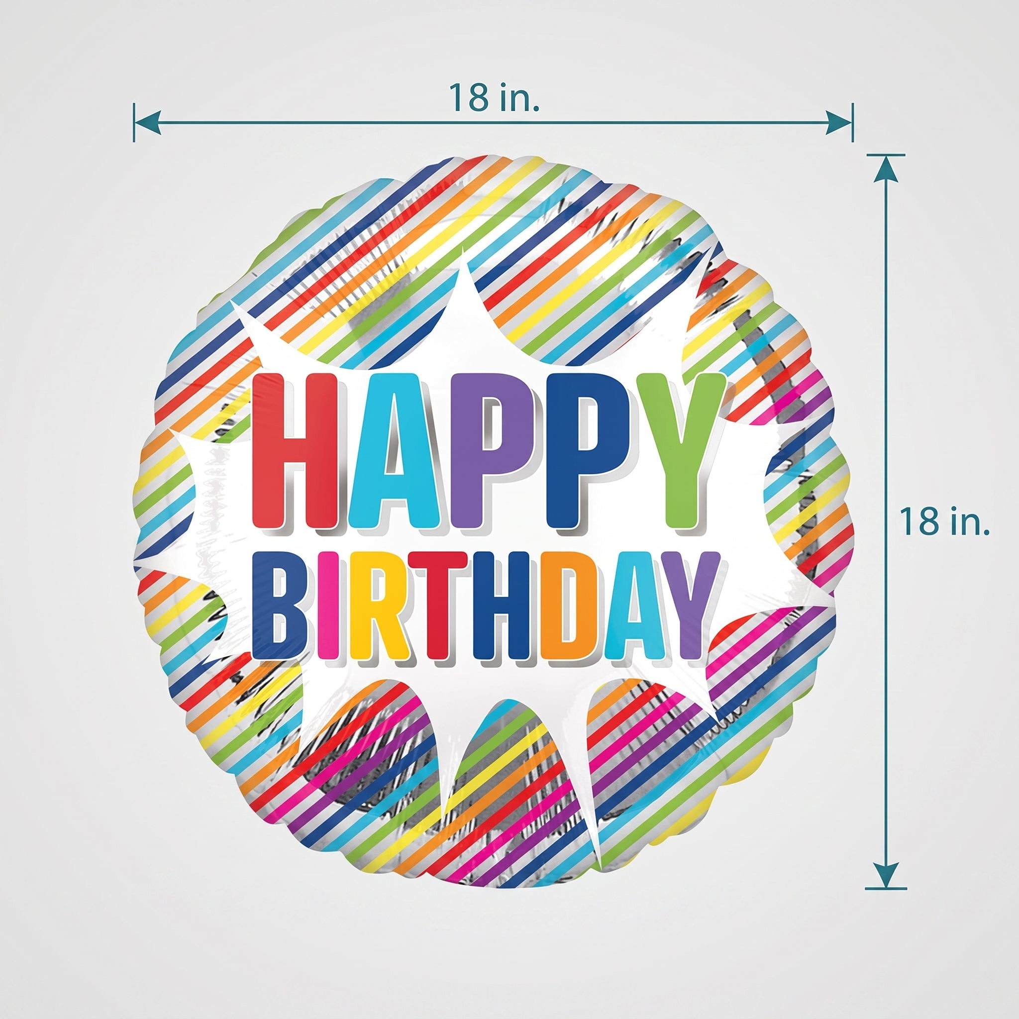Striped Burst Happy Birthday Foil Balloon