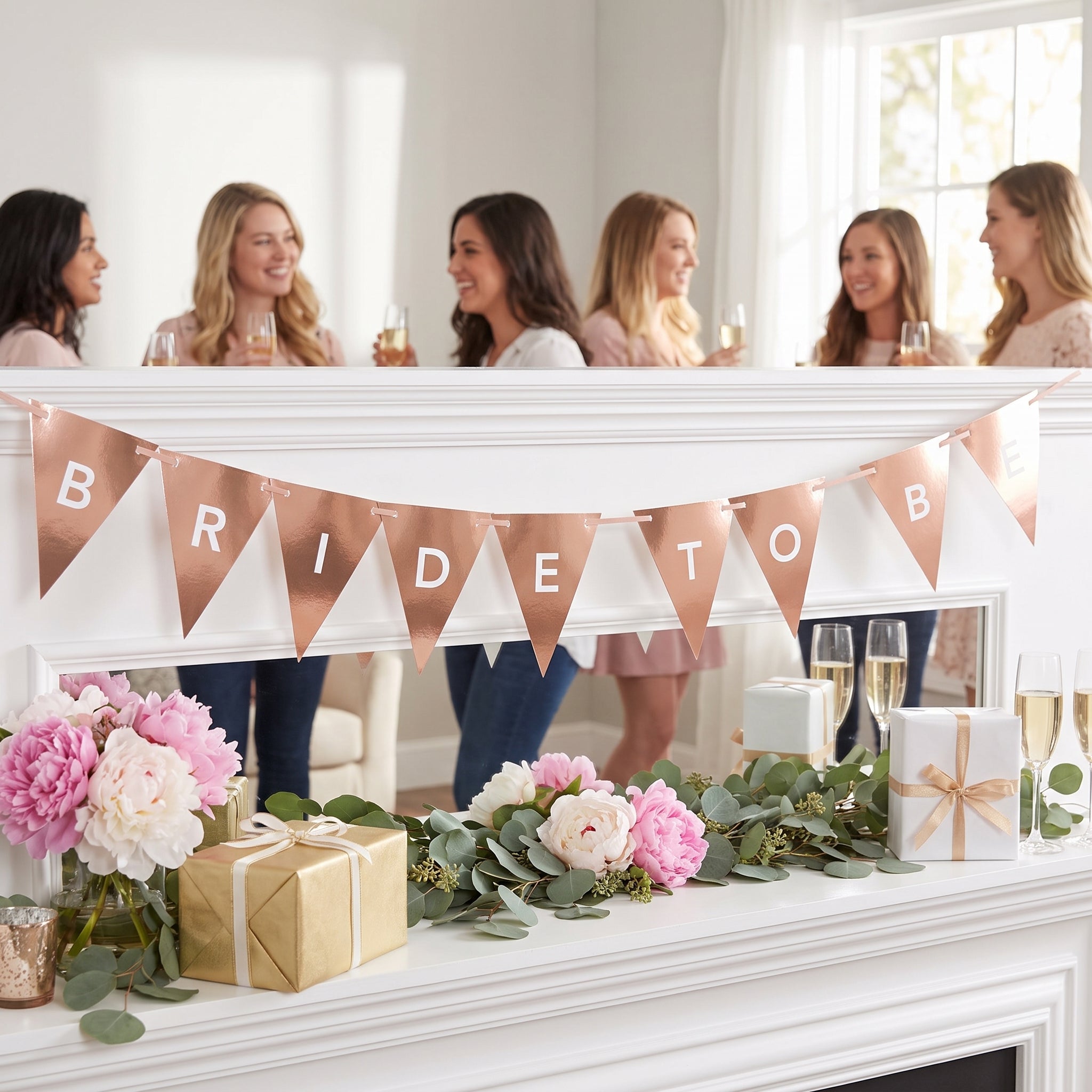 Custom Rose Gold Pennant Banner with Letter Stickers