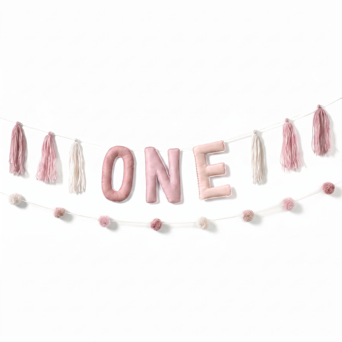 Pink Felt "ONE" Banner for Baby's First Birthday