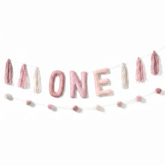Pink Felt "ONE" Banner for Baby's First Birthday