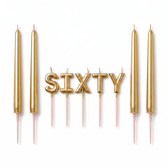 Golden Age 60th Birthday Candle Pick Set