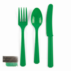 Festive Green Assorted Plastic Cutlery Set - 7.5 in. - 24 Pack