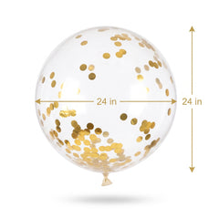 24-Inch Gold Confetti Latex Balloons, 2-Pack