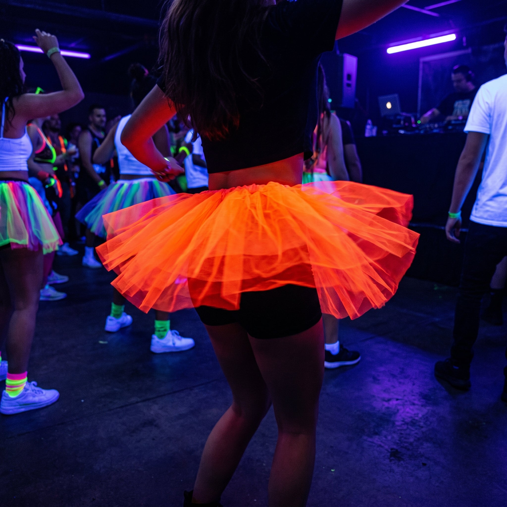 Vibrant Orange Tulle Tutu Skirt – Glows Under Black Light