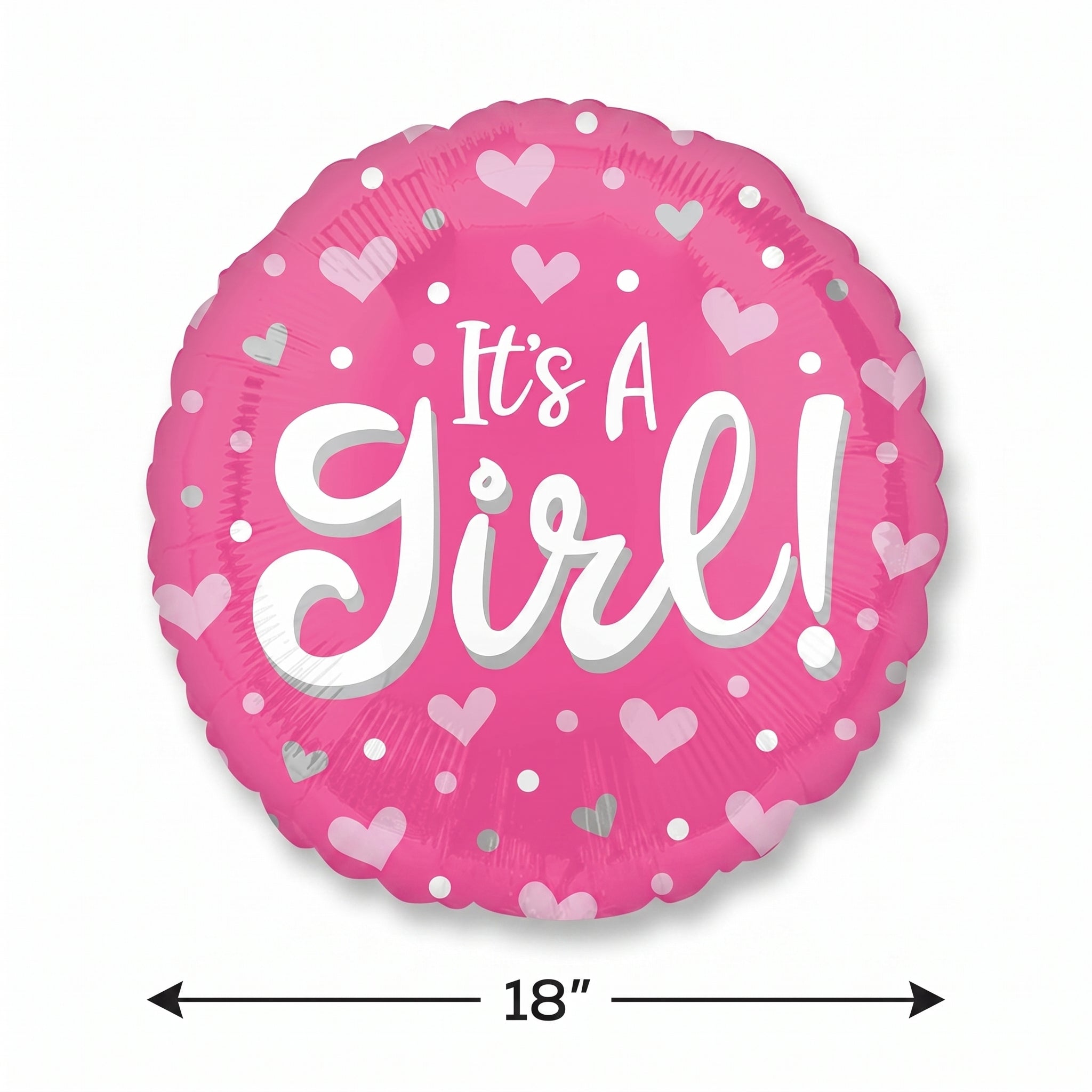 "It's a Girl" Heart & Dots Foil Balloon - 18in