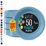 7 in. Light Blue Plastic Plates | 50 Count