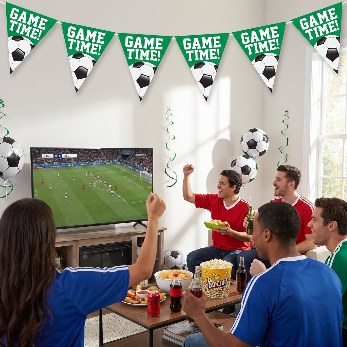 "Game Time!" Soccer Pennant Banner - 12ft Sports Party Decoration
