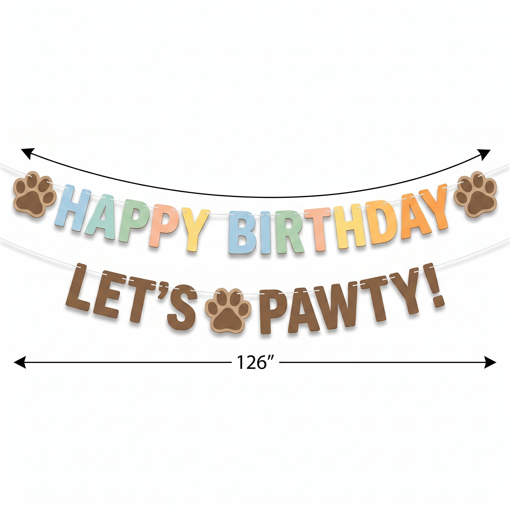 Colorful "Happy Birthday" Pawty Letter Banner
