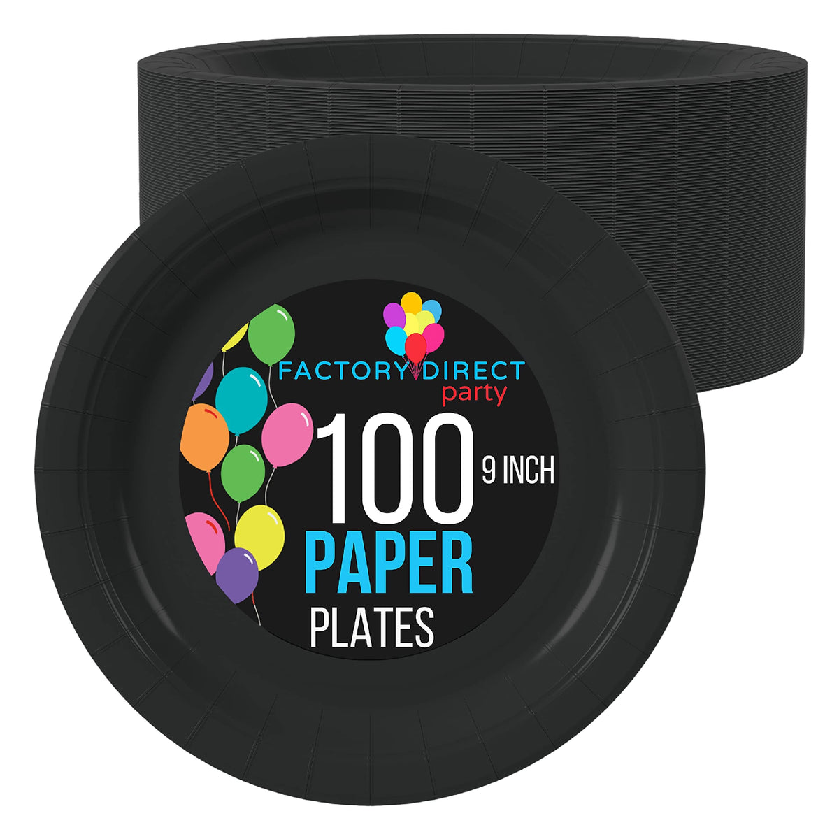 9 In. Black Paper Plates | 100 Count