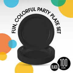 9 In. Black Paper Plates | 100 Count