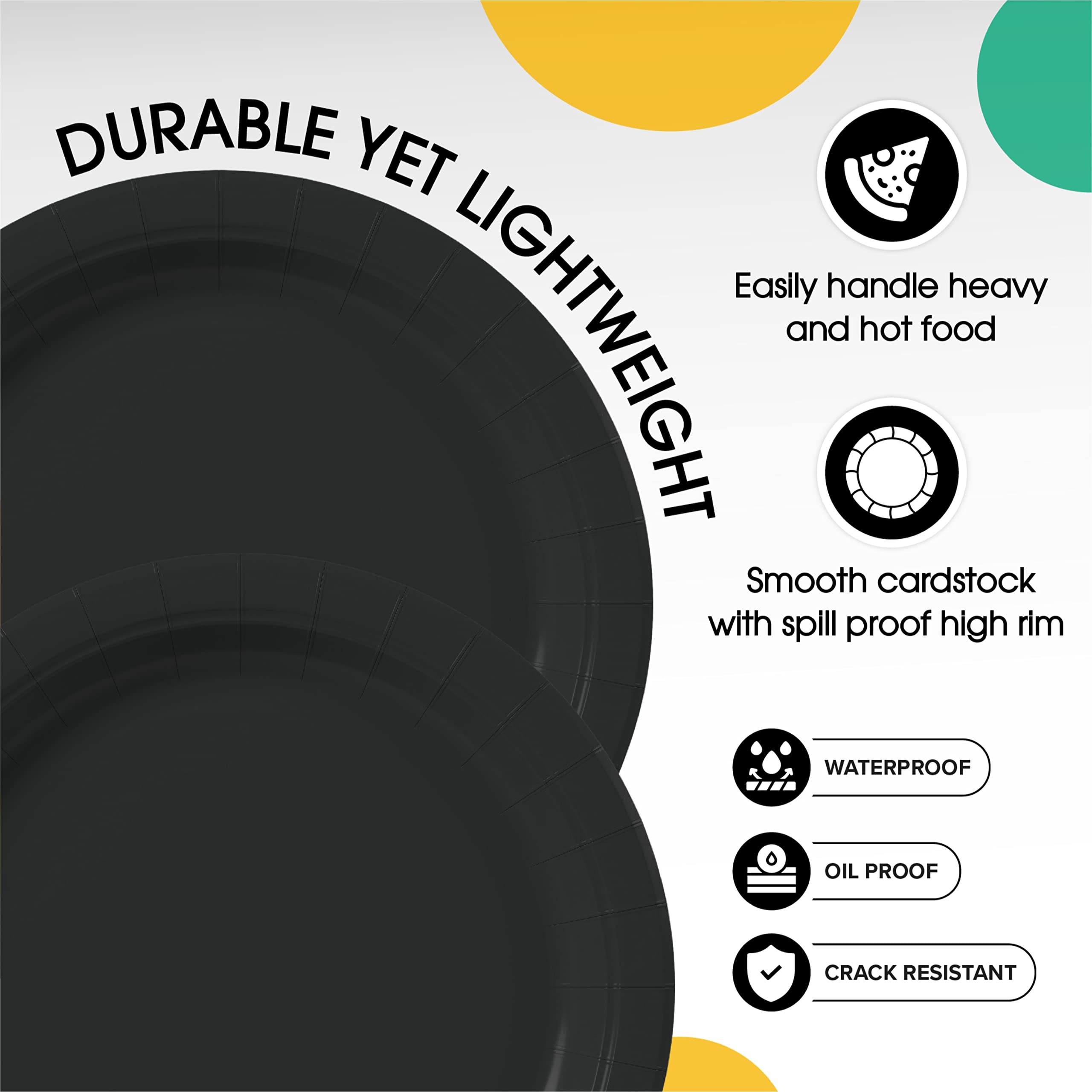 9 In. Black Paper Plates | 100 Count