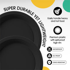 9 In. Black Plastic Plates | 50 Count