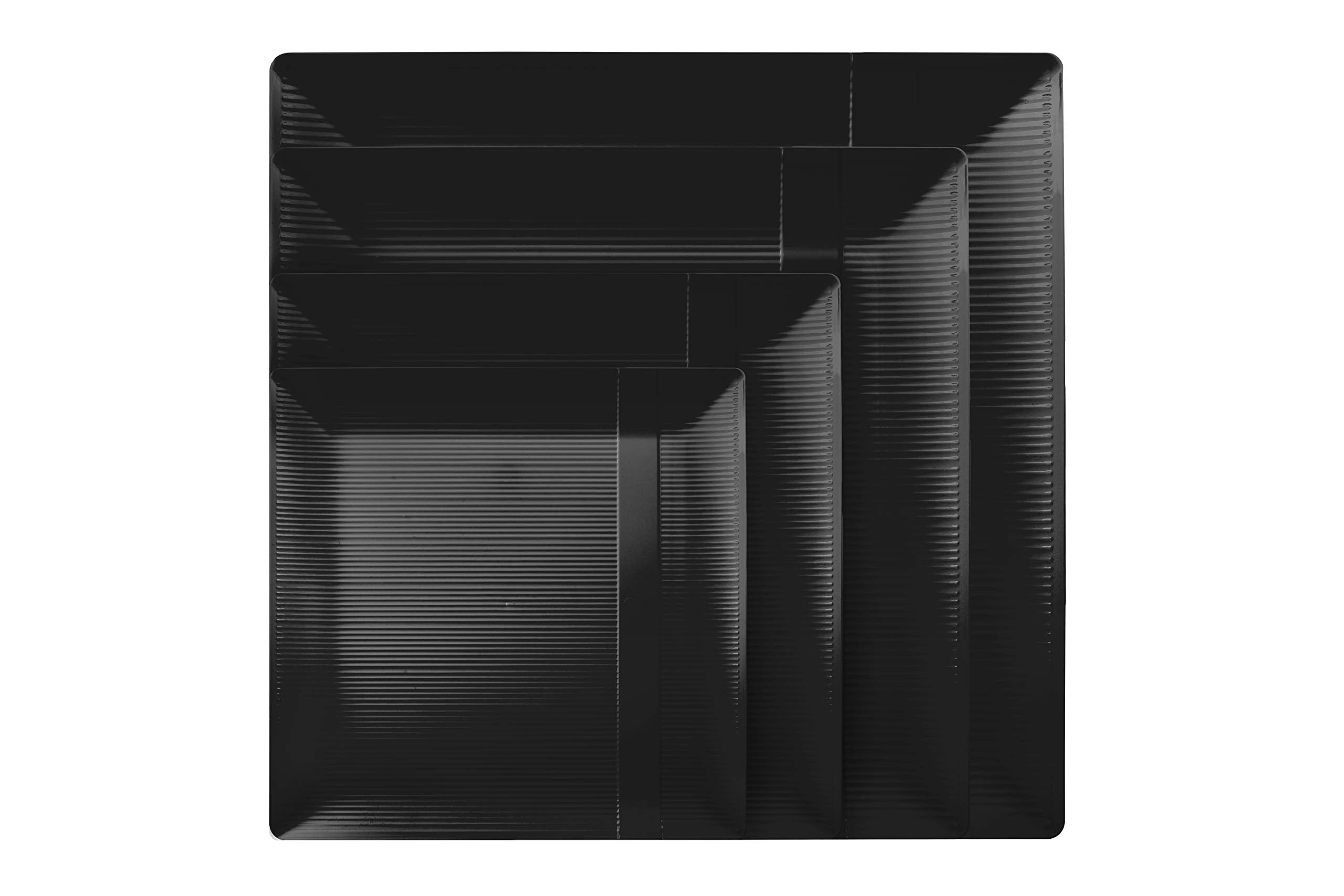 9 In. Black Zen Design Square Plates | 10 Count