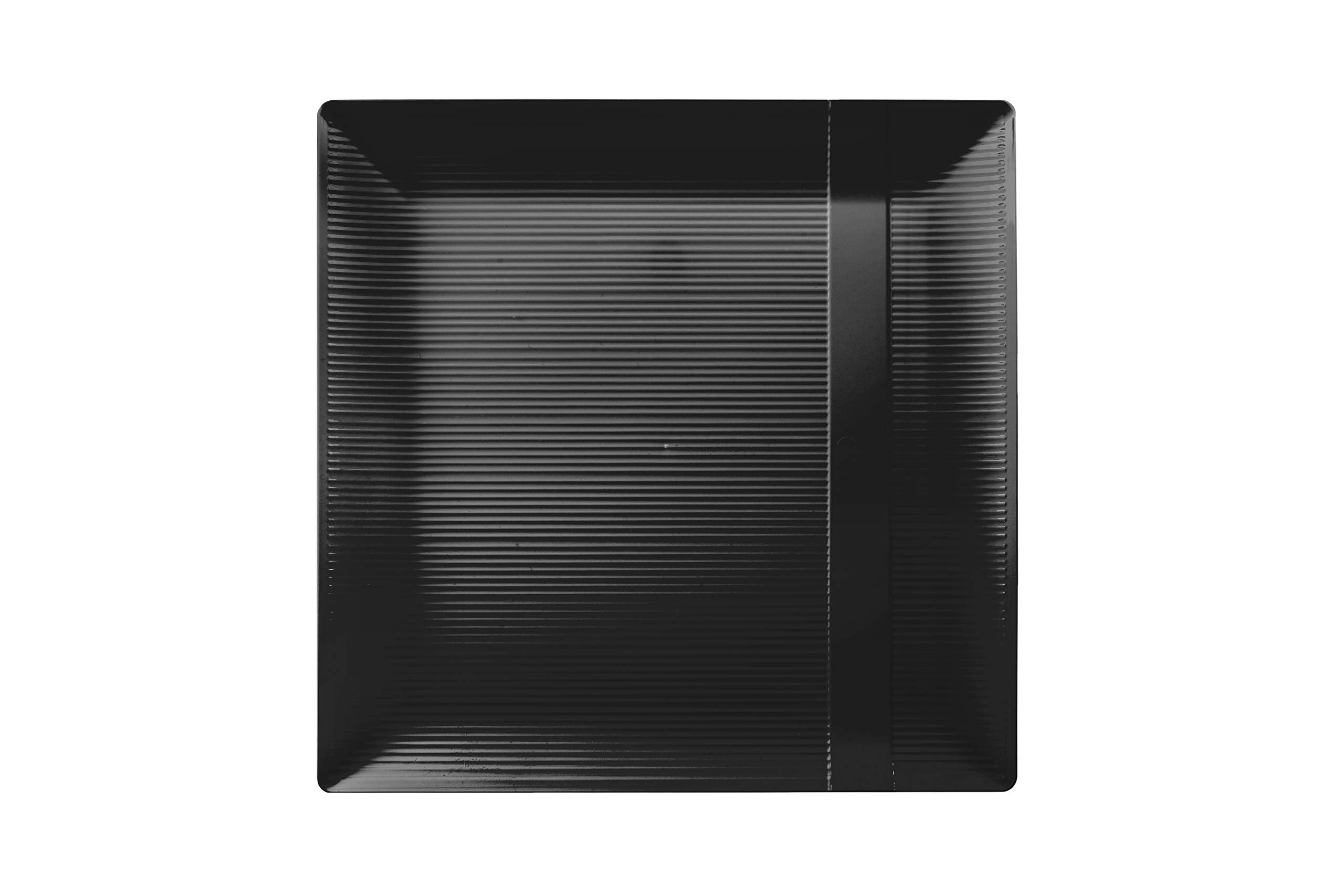 10.25 In. Zen Ridged Black Square Plastic Plates | 120 Count