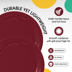 9 In. Burgundy Paper Plates | 100 Count