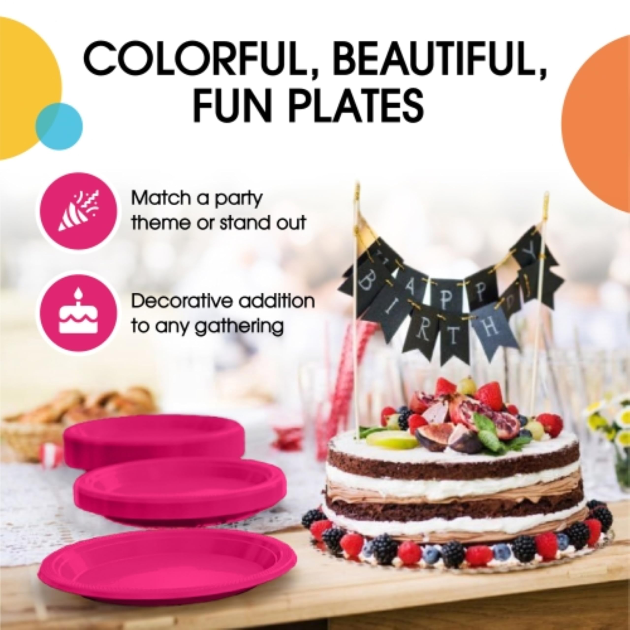 9 In. Cerise Plastic Plates | 100 Count