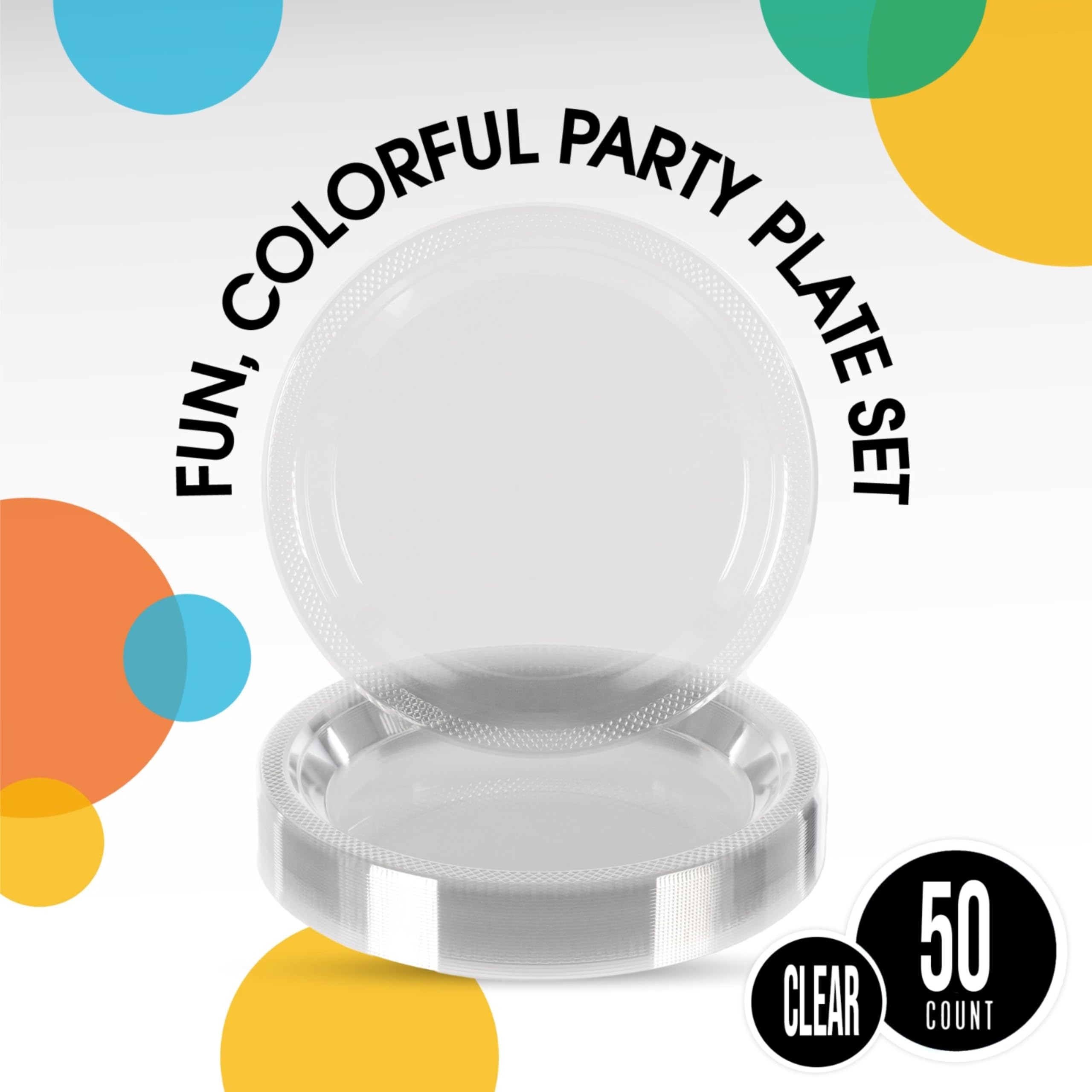 9 In. Clear Plastic Plates | 50 Count