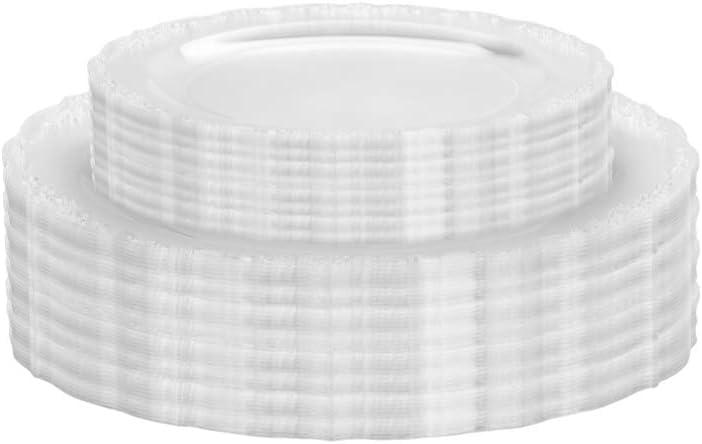 9 In. Clear Victorian Design Plastic Plates | 120 Count