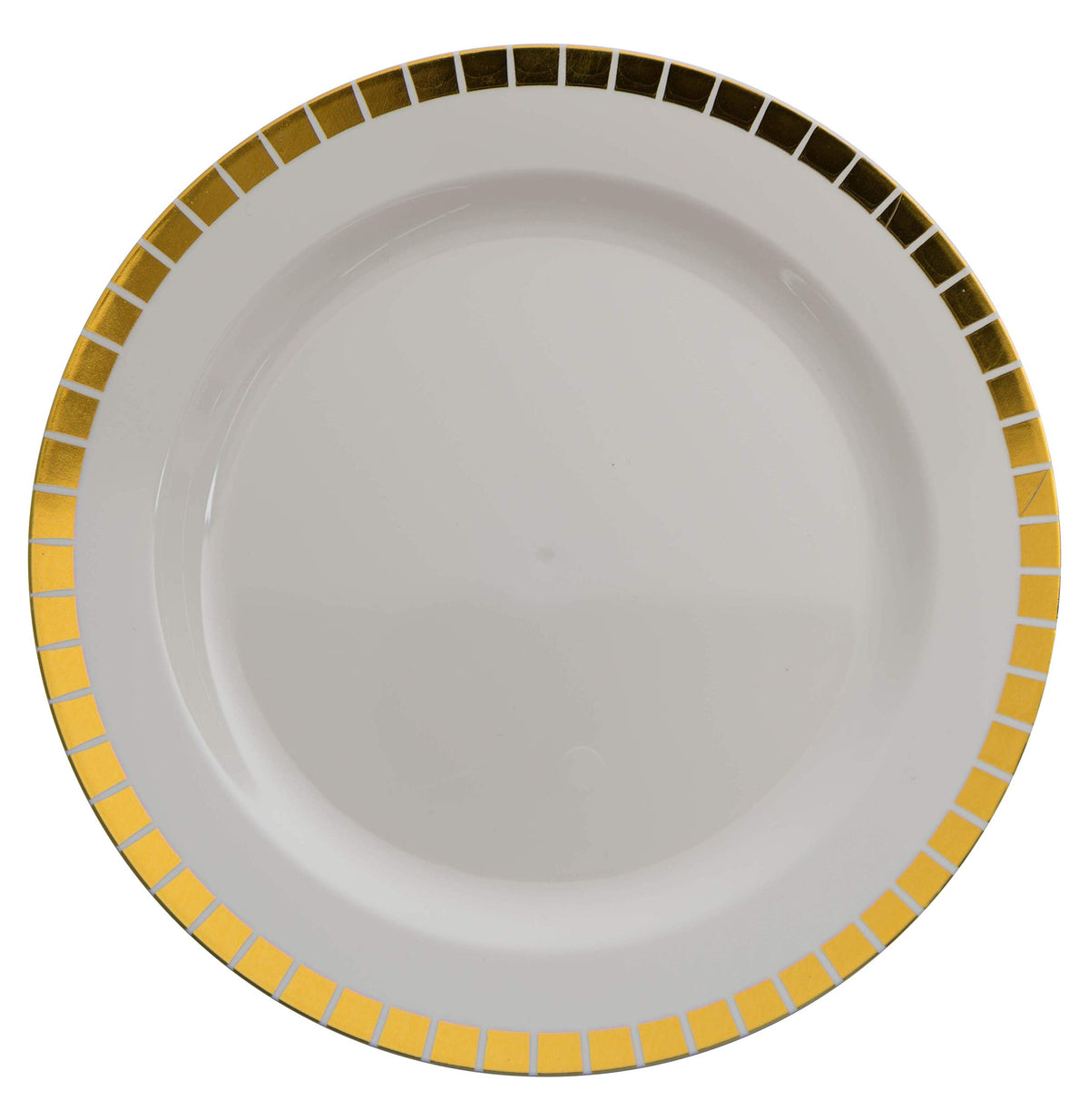 9 In. Cream/Gold Slit Design Plates | 10 Count