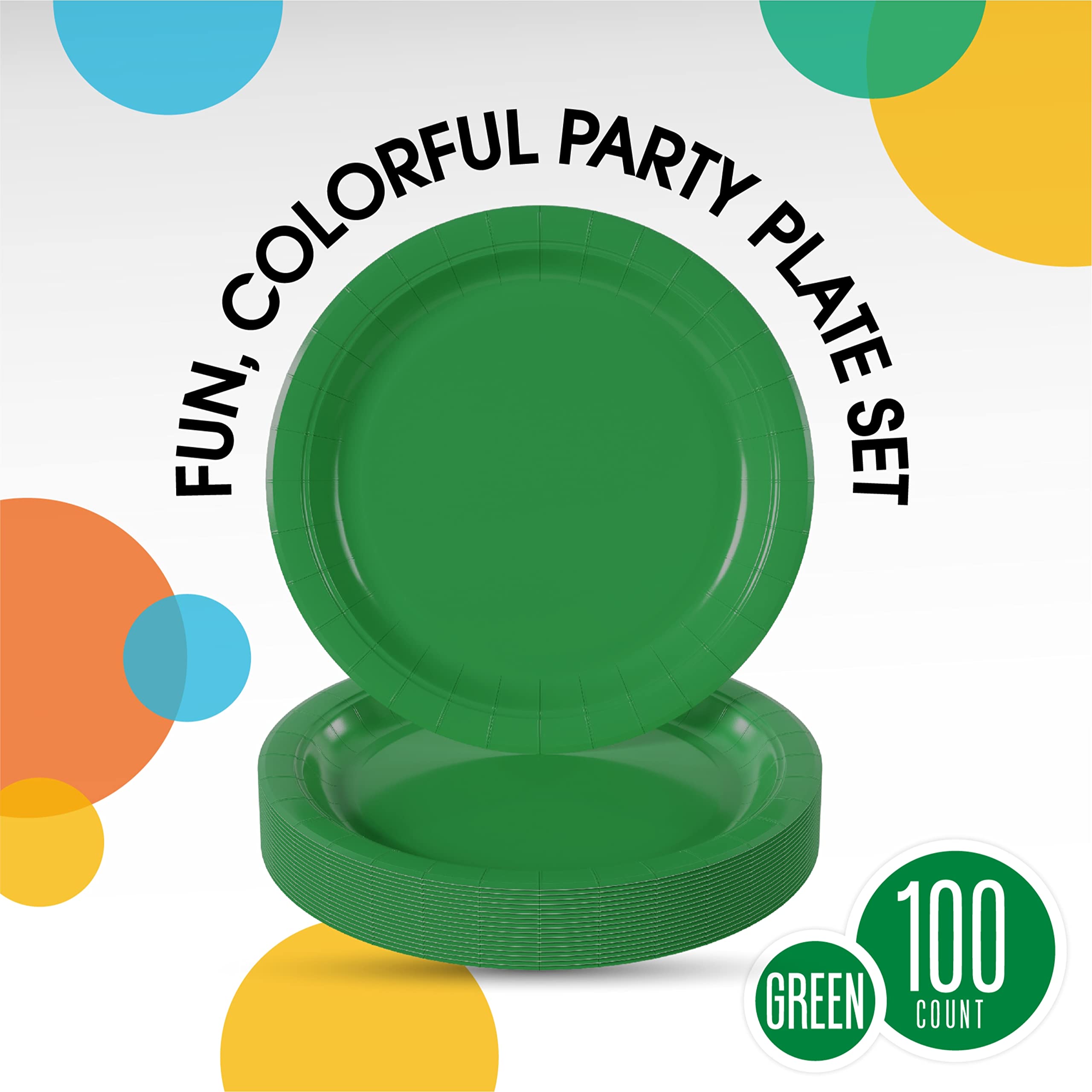 9 In. Emerald Green Paper Plates | 100 Count