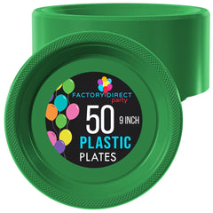 9 In. Emerald Green Plastic Plates | 50 Count