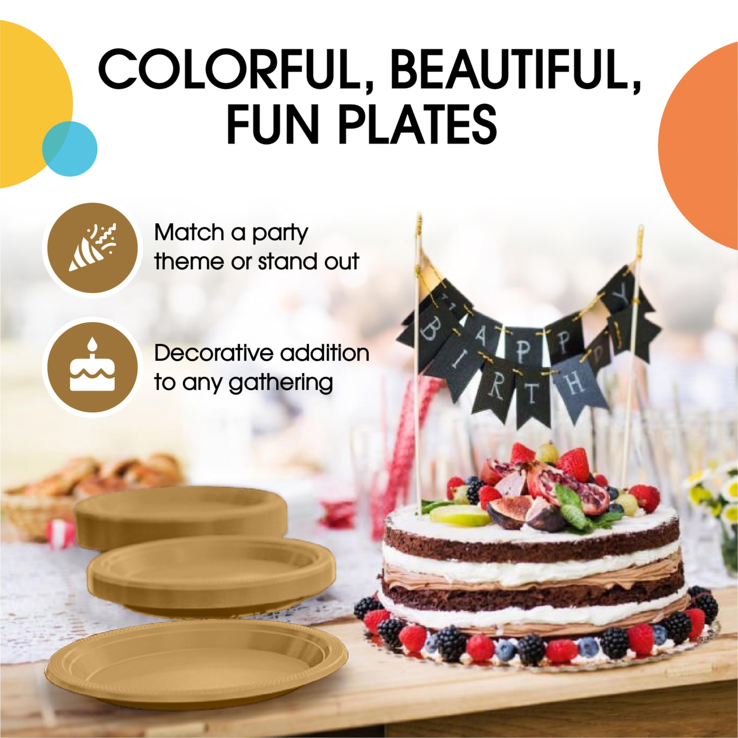 9 In. Gold Plastic Plates | 50 Count